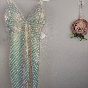 Privy Beige and Multicolor Sequin Dress